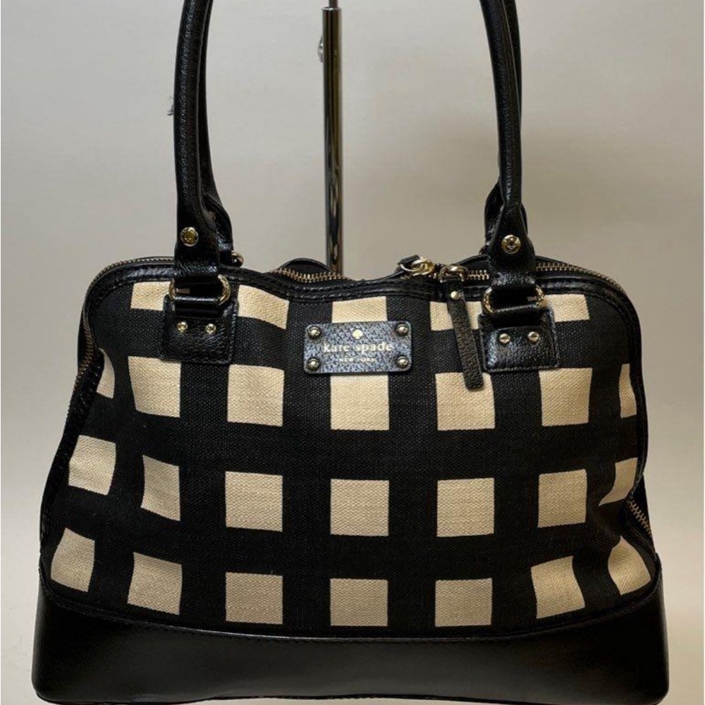 Kate Spade Black and Cream Checkered Satchel